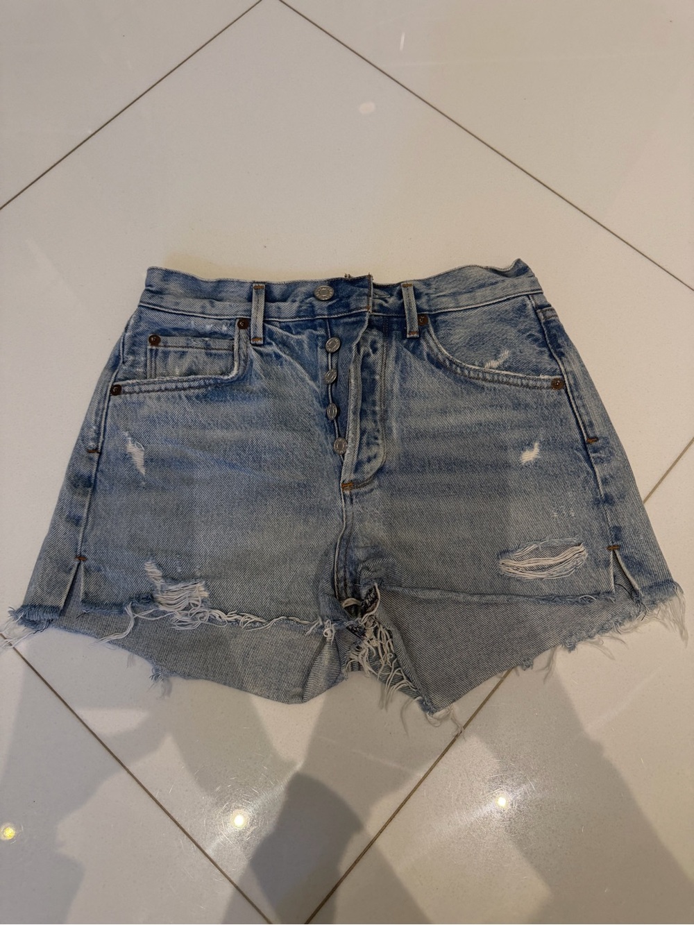 Agolde Distressed Denim Shorts